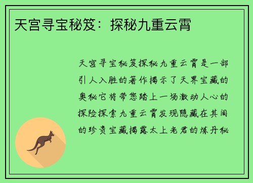天宫寻宝秘笈：探秘九重云霄
